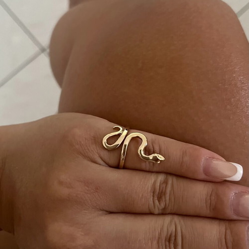 Snake ring adjustable, gold tone, like new