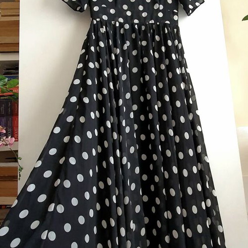 Polka Dot Long Dress new, size S, black