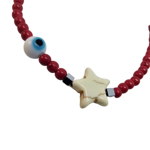 Bracelet with howlite and hematite new, red