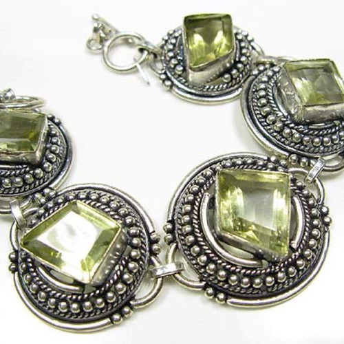 Green Amethyst bracelet silver 925 new