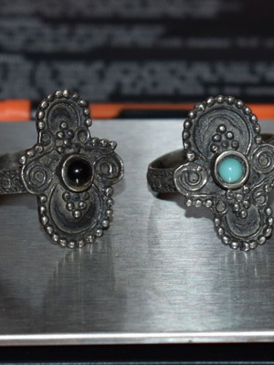 Vintage silver rings N61 used, pack of 2