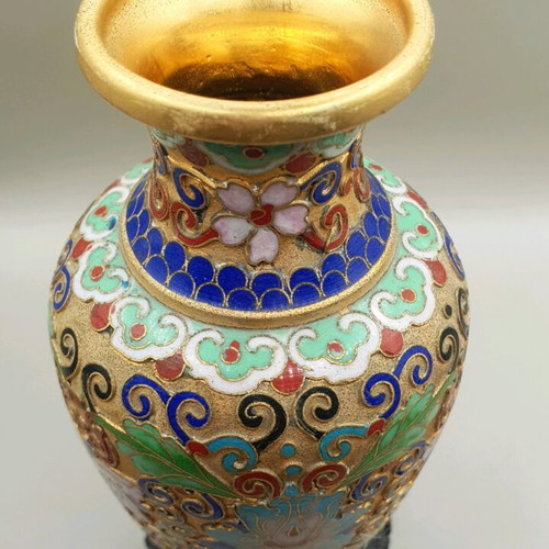 Cloisonné vase like new, 13.5 cm