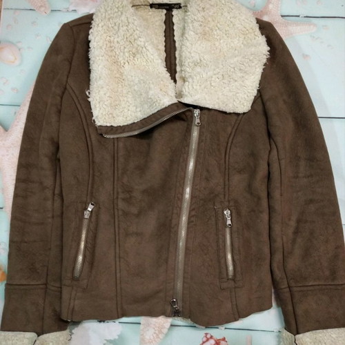BSB suede jacket used with fur lining, size M, beige brown