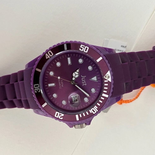 Just wristwatch new, purple, 43mm, waterproof 5atm