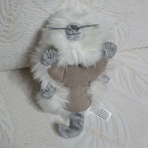 White Fur Cat Plush Toy new with Grey Belly and Paws