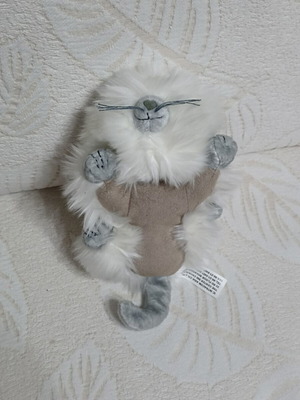 White Fur Cat Plush Toy new with Grey Belly and Paws