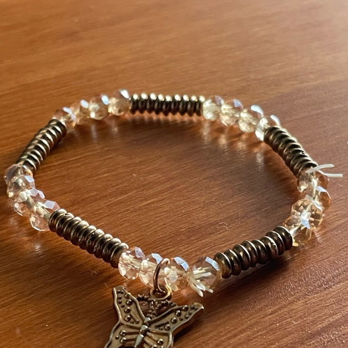 Zara women's beaded bracelet like new with butterfly charm