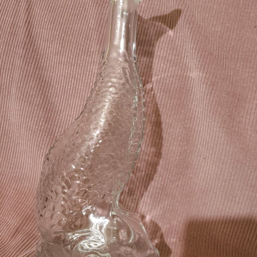 Glass Soviet vase fish design like new, thick glass