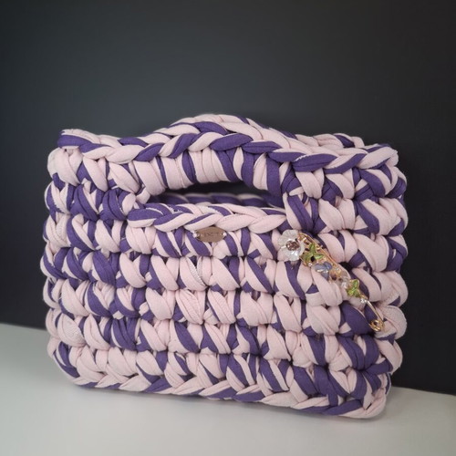 Handmade purple knitted handbag new
