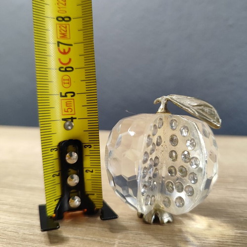 Vintage glass pomegranate charm with metal elements used