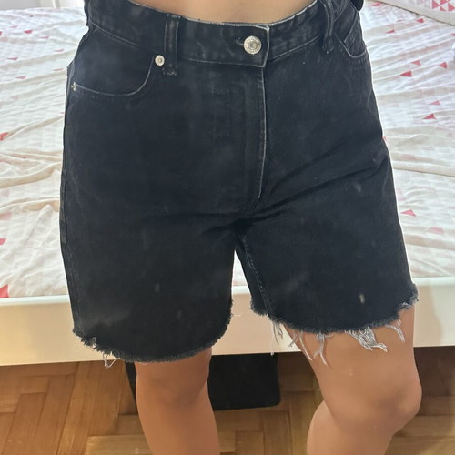 Bershka high-waist black denim shorts, size M