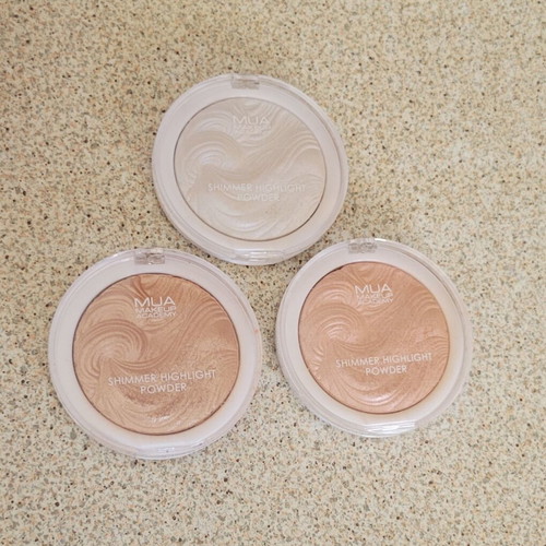MUA Shimmer Highlight Powder set like new, 3 pieces