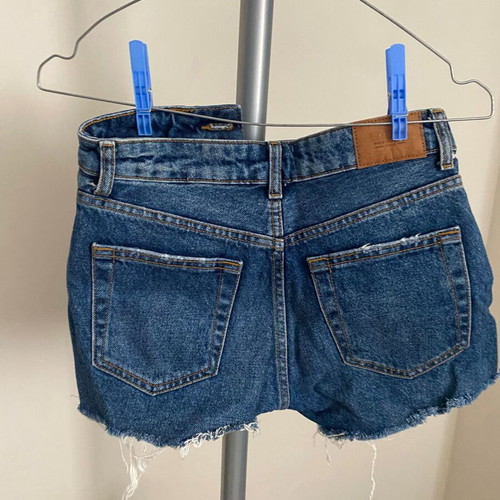 Blue denim button-fly shorts Bershka like new, EU 32 XXS