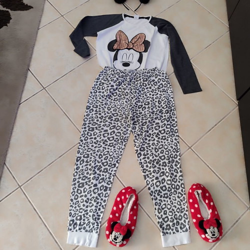 Minnie Mouse Leopard Sequinned Pajama Size 9-10 Like New