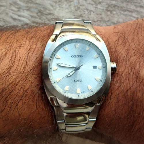 Adidas wristwatch, white and silver