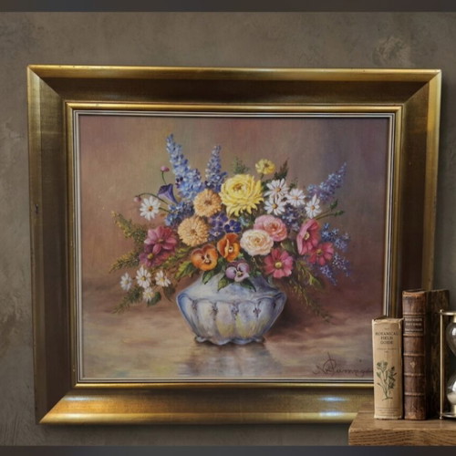 Painting by N. Fanourakis, classic still life oil on canvas