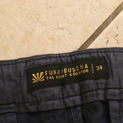 Funky Buddha pants, blue and black, size M