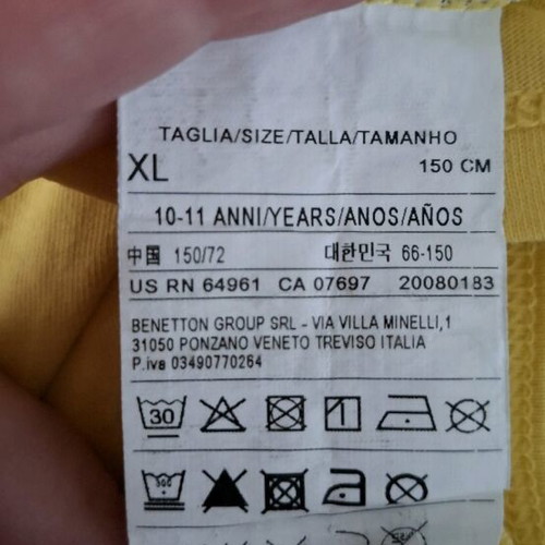 Benetton children's blouse like new, yellow, age 10-11