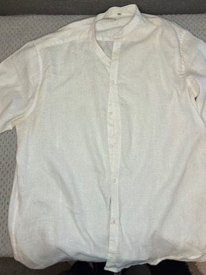 Y.TWO Linen Mao Collar Shirt 3XL Large Fit, like new, white
