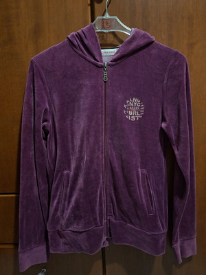 Axel velour hoodie jacket, plum purple, size 36 (S)