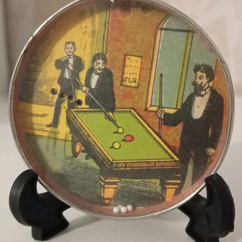 Vintage dexterity game used with marbles and tin case