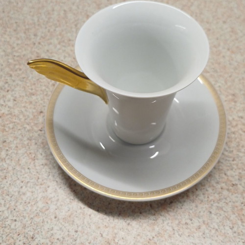 Versace Rosenthal Médaillon Méandre D'Or espresso cup set, porcelain, 2 pcs