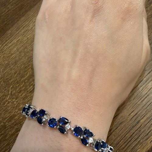 Bracelet with blue zircon stones, new, stainless steel