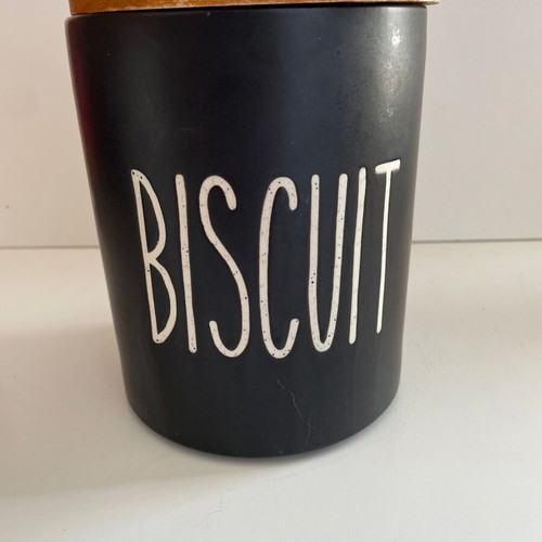 Large black biscuit jar like new
