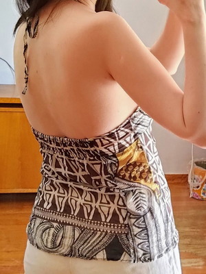 Halter top A.L.E. like new, 100% cotton, brown multicolor, XS