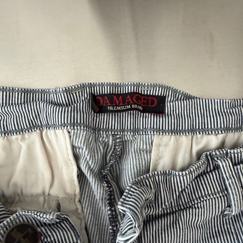 Damaged Premium Brand bermuda shorts used, thin hickory stripe, size 32