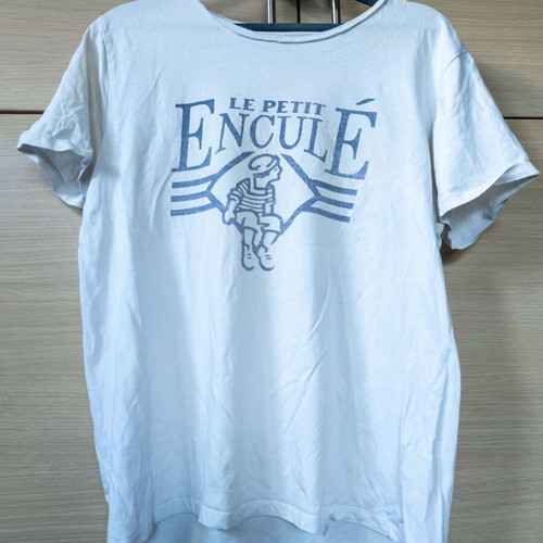 Le petit Enculé men's white t-shirt with print size L used