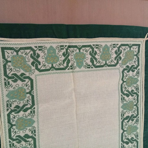 Handmade counted cross-stitch table runner, 43x87 cm