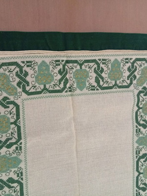 Handmade counted cross-stitch table runner, 43x87 cm