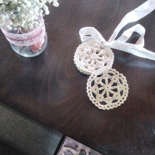 Handmade knitted coasters set of 6, new with butterfly lace