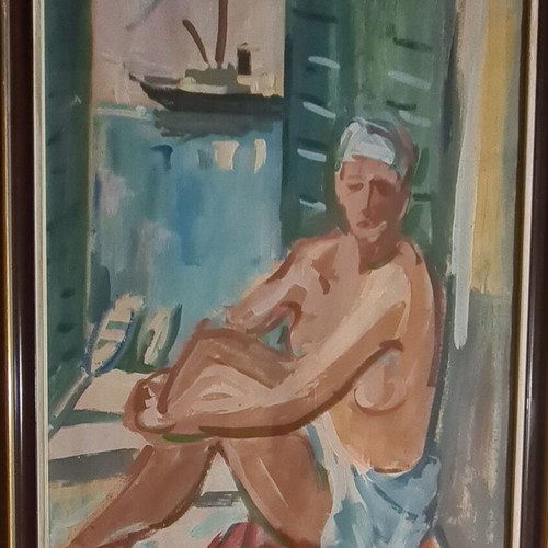 Signed oil painting on paper artwork like new