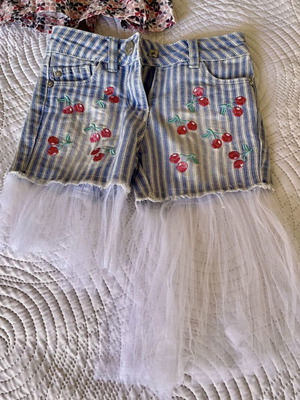Shorts with tulle used, blue, size 98 cm for 3 years old