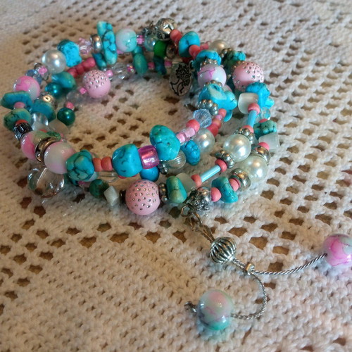 Boho handmade bracelet turquoise pink new