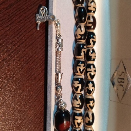 Worry beads new, handmade from Egyptian semi-precious stone with symbols