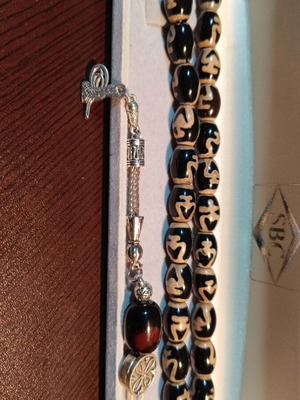 Worry beads new, handmade from Egyptian semi-precious stone with symbols