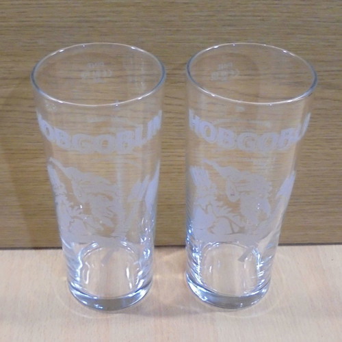 Hobgoblin beer set of two used promotional glasses 0.5l