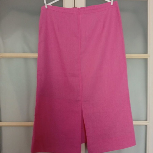 Linen midi skirt in fuchsia dark pink, like new, size L