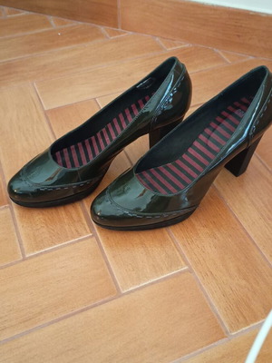 Camper patent leather pumps used, gray anthracite