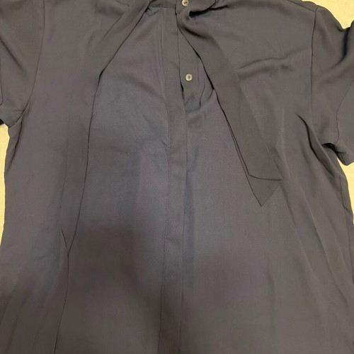 Mango short-sleeve shirt like new, navy blue with neck ribbon