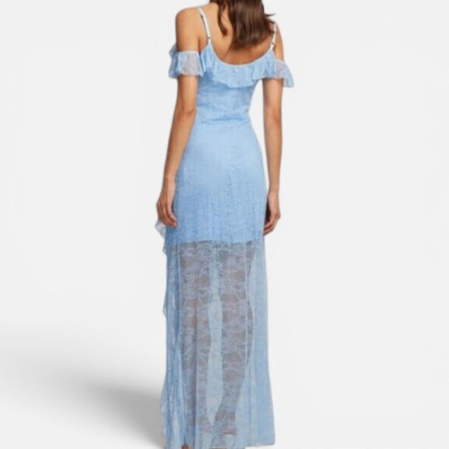 Lynne Maxi Dress new, blue with lace and ruffles
