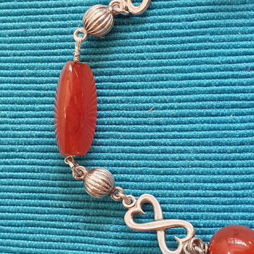 Silver 925 bracelet with carnelian stones used