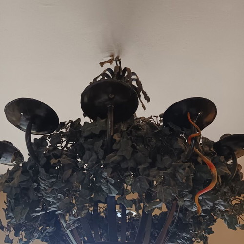 Rustic handmade chandelier made of wrought iron like new