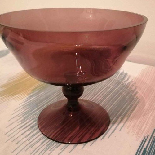 Glass vintage brown fondue bowl used