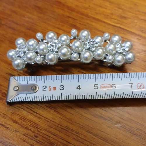 Hair Clip used with Faux Pearls and Rhinestones, Metal