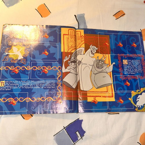The Hunchback of Notre Dame Panini Disney album used, 20 stickers attached