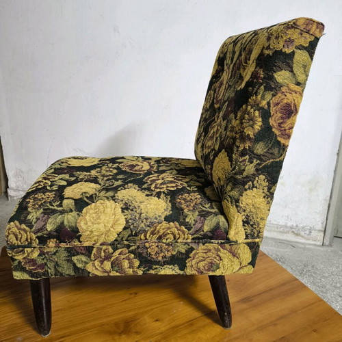 Armchairs used, set of 2, solid wood frame and chenille fabric